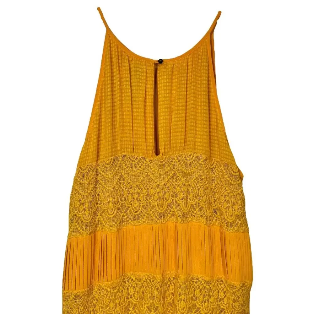 Anthropologie HD In Paris Villanelle Yellow Lace Midi Dress Small S Sleeveless - Picture 5 of 8